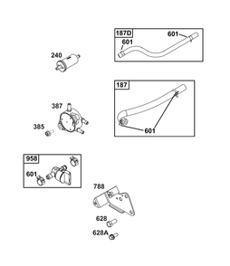 Fuel Supply Group Diagram and Parts List for 386447-0502-B5 200000 - 399999 Briggs and Stratton Engine